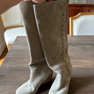 Gray Suede and Leather Knee High Boots by Gianni Bini
